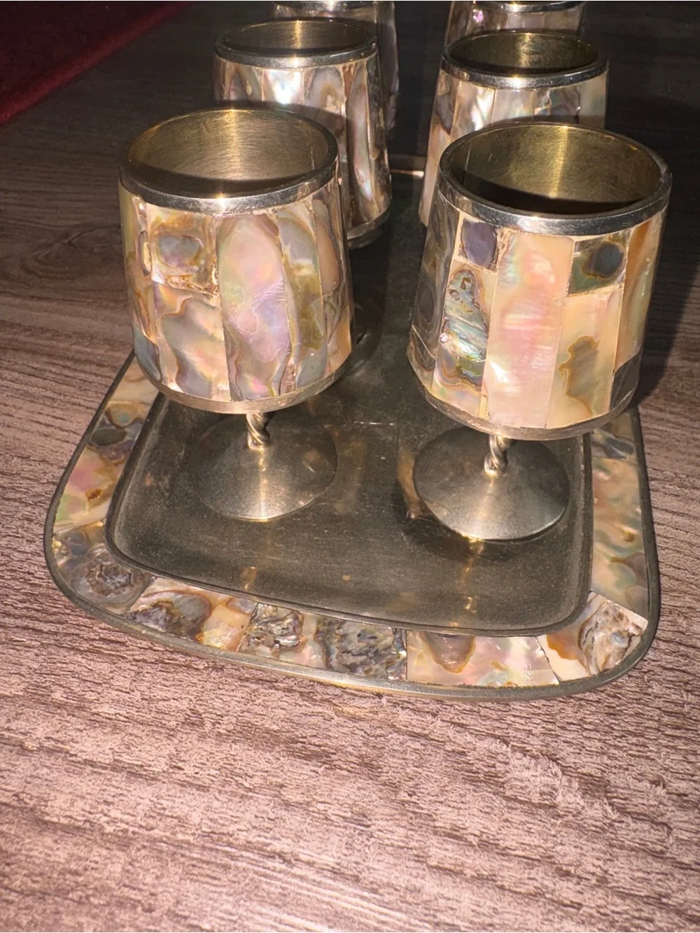 Mother of Pearl Toothbrush Holders Set - Iridescent Shell Accent